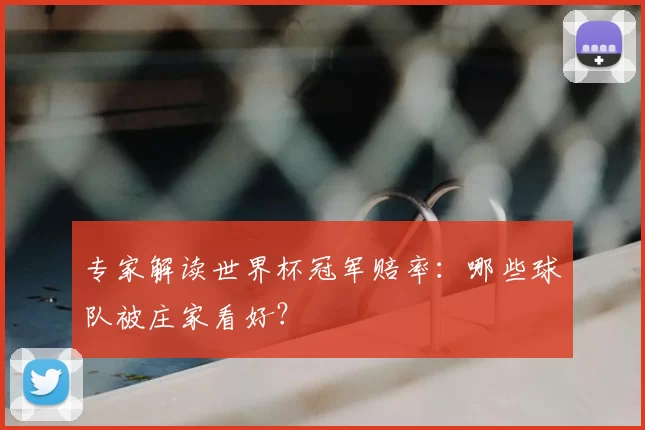 专家解读世界杯冠军赔率:哪些球队被庄家看好?